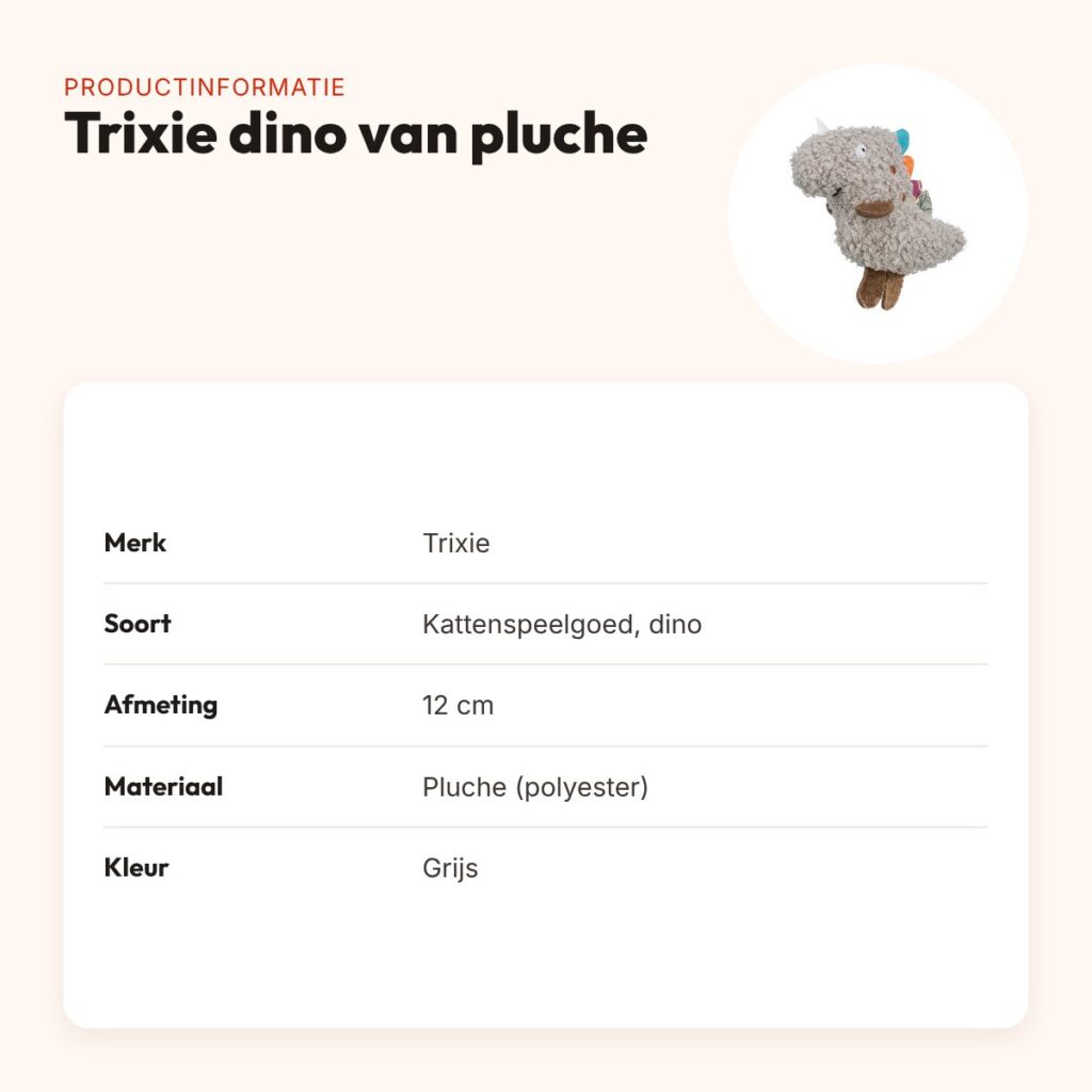 Trixie dino van pluche met catnip 12 cm – grijs – productinformatie