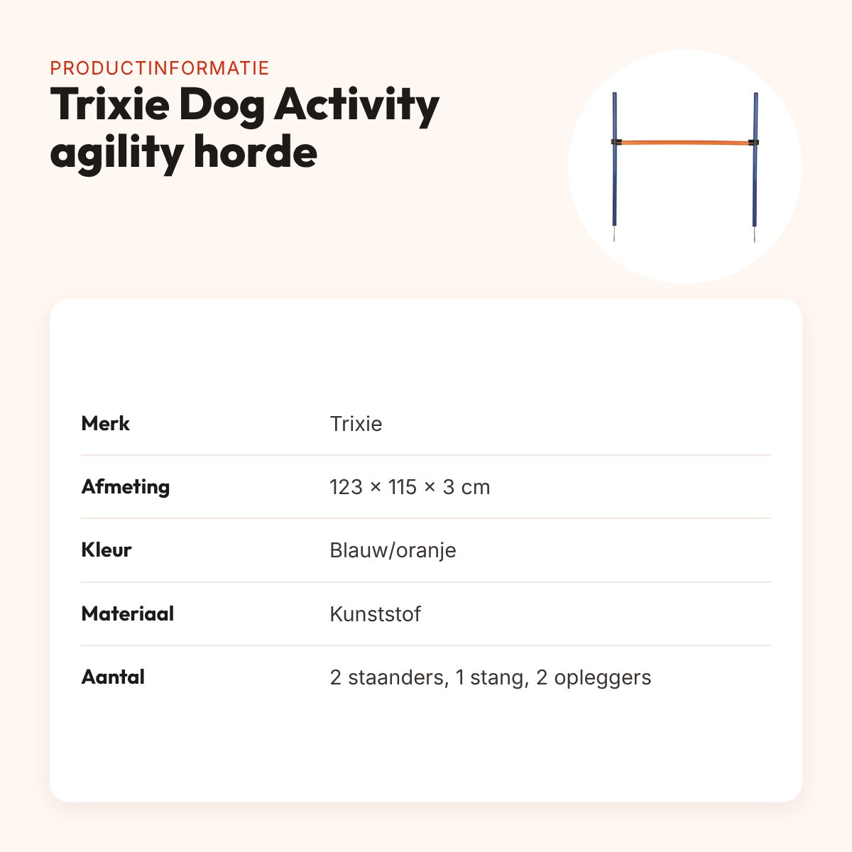 Trixie Dog Activity agility horde blauw/oranje 123 x 115 x 3 cm – productinformatie