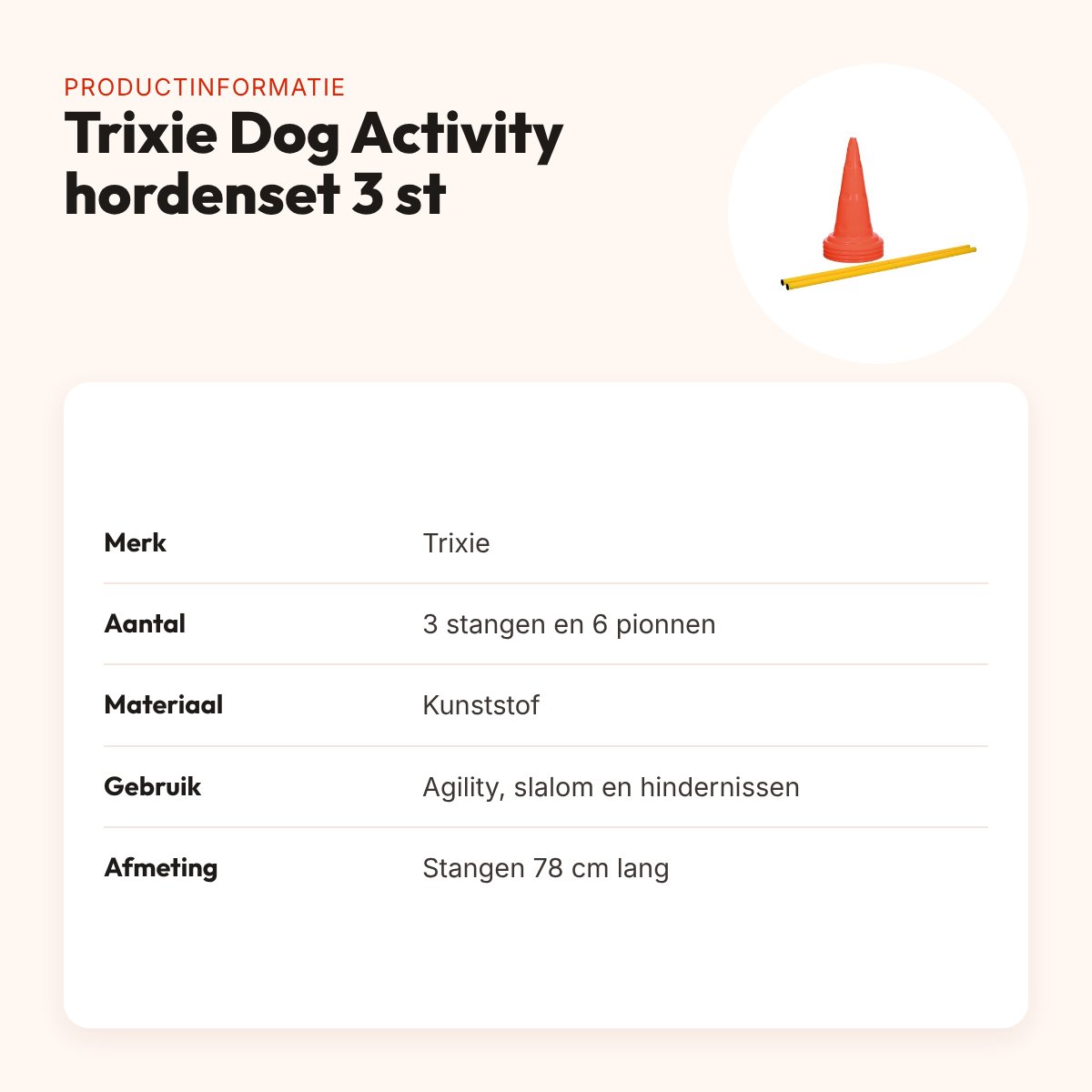 Trixie Dog Activity hordenset 3 stuks – 6 pionnen, verstelbaar – productinformatie