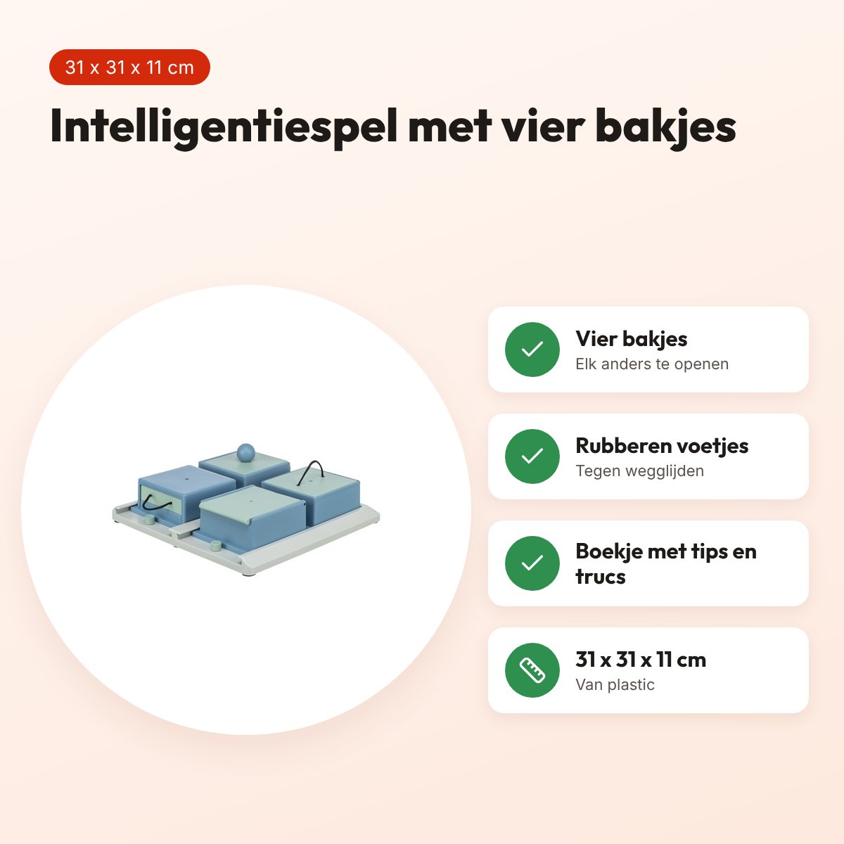 Trixie Dog Activity Poker Box 1 – intelligentiespel 31 x 31 cm, 4 bakjes – voordelen