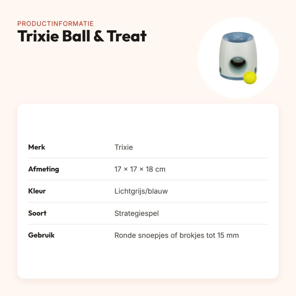Trixie Dog Activity strategiespel Ball & Treat 17 x 17 x 18 cm – lichtgrijs – productinformatie