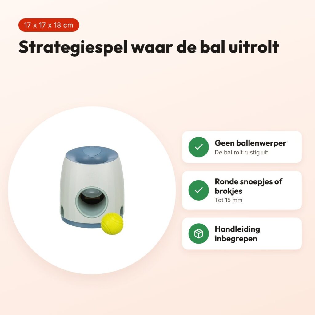 Trixie Dog Activity strategiespel Ball & Treat 17 x 17 x 18 cm – lichtgrijs – voordelen