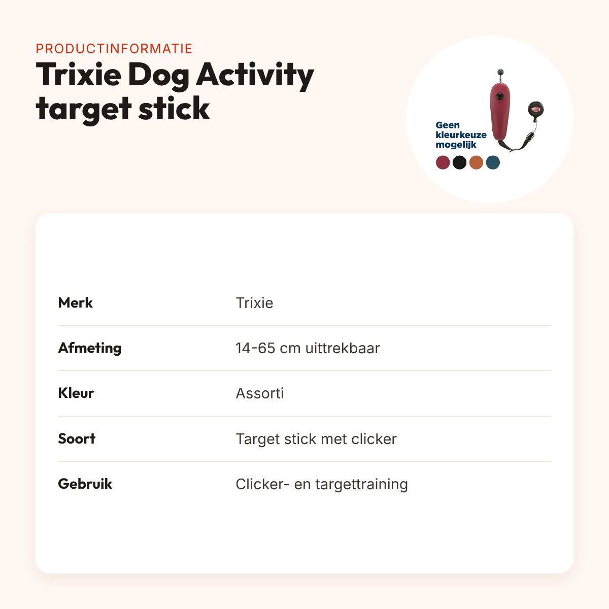 Trixie Dog Activity target stick 14-65 cm – uittrekbaar, met clicker – productinformatie