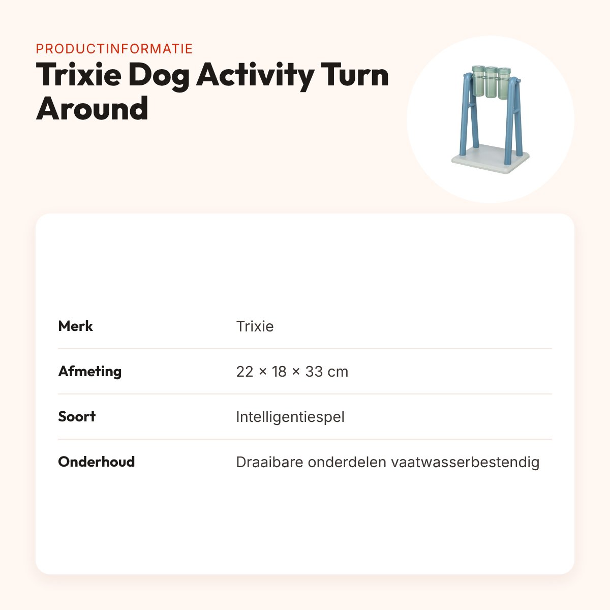 Trixie Dog Activity Turn Around 22 x 18 x 33 cm – intelligentiespel – productinformatie