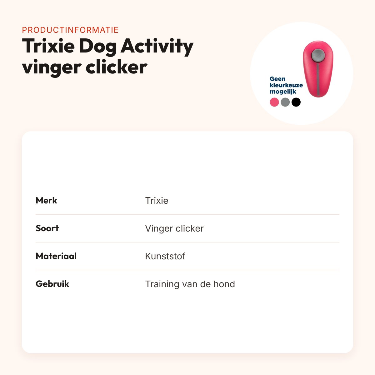 Trixie Dog Activity vinger clicker kunststof – voor hondentraining – productinformatie