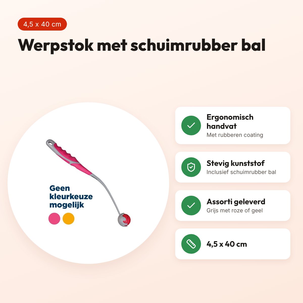 Trixie Dog Activity werpstok Small 4,5 x 40 cm – met schuimrubber bal – voordelen