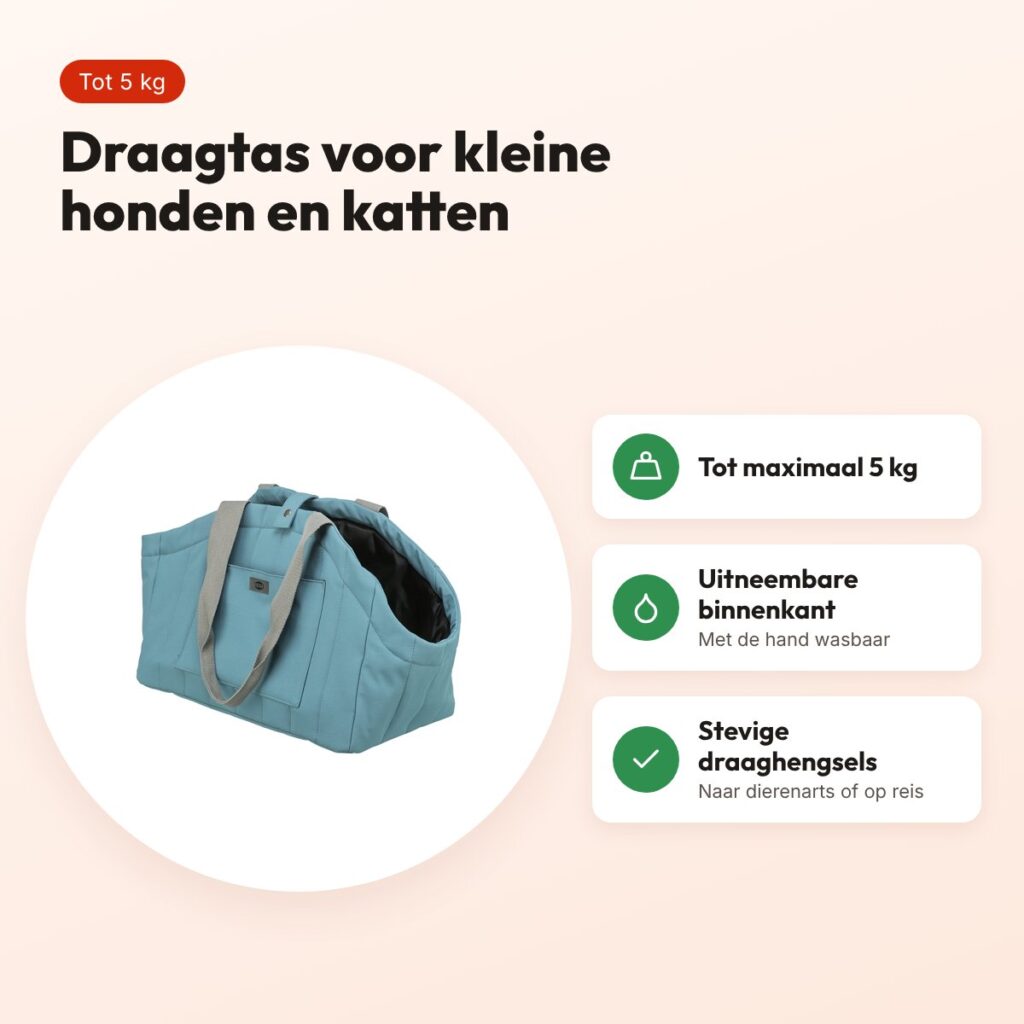 Trixie draagtas Elias lichtblauw 22 x 40 x 29 cm – tot 5 kg – voordelen