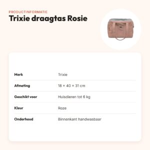 Trixie draagtas Rosie roze 18 x 40 x 31 cm – tot 6 kg – productinformatie