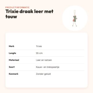Trixie draak leer met touw 55 cm – kauwspeeltje zonder geluid – productinformatie