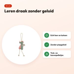 Trixie draak leer met touw 55 cm – kauwspeeltje zonder geluid – voordelen