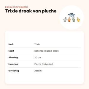 Trixie draak van pluche met catnip 20 cm – kattenspeelgoed, assorti – productinformatie