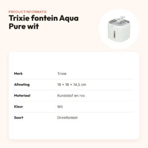 Trixie drinkfontein Aqua Pure kunststof/rvs wit 18 x 18 x 14,5 cm – productinformatie