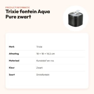 Trixie drinkfontein Aqua Pure kunststof/rvs zwart 18 x 18 x 14,5 cm – productinformatie