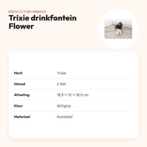 Trixie drinkfontein Flower wit/grijs 2 liter – kunststof, met USB – productinformatie