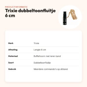 Trixie dubbeltoonfluitje buffelhoorn 6 cm – met leren band – productinformatie