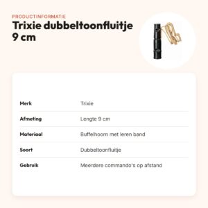 Trixie dubbeltoonfluitje buffelhoorn 9 cm – met leren band – productinformatie