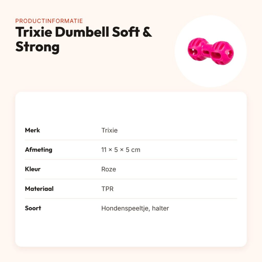 Trixie Dumbell Soft & Strong TPR roze 11 x 5 x 5 cm – hondenspeeltje – productinformatie