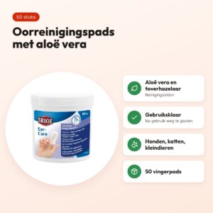 Trixie Ear Care vingerpads 50 stuks – oorreiniging met aloë vera – voordelen
