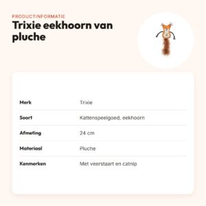 Trixie eekhoorn van pluche met veerstaart en catnip 24 cm – productinformatie