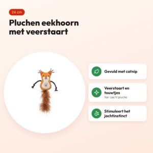 Trixie eekhoorn van pluche met veerstaart en catnip 24 cm – voordelen