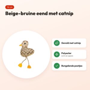 Trixie eend met catnip 19 cm – kattenspeelgoed beige/bruin – voordelen