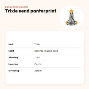 Trixie eend van pluche met panterprint en catnip 12 cm – assorti – productinformatie