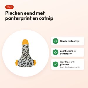 Trixie eend van pluche met panterprint en catnip 12 cm – assorti – voordelen