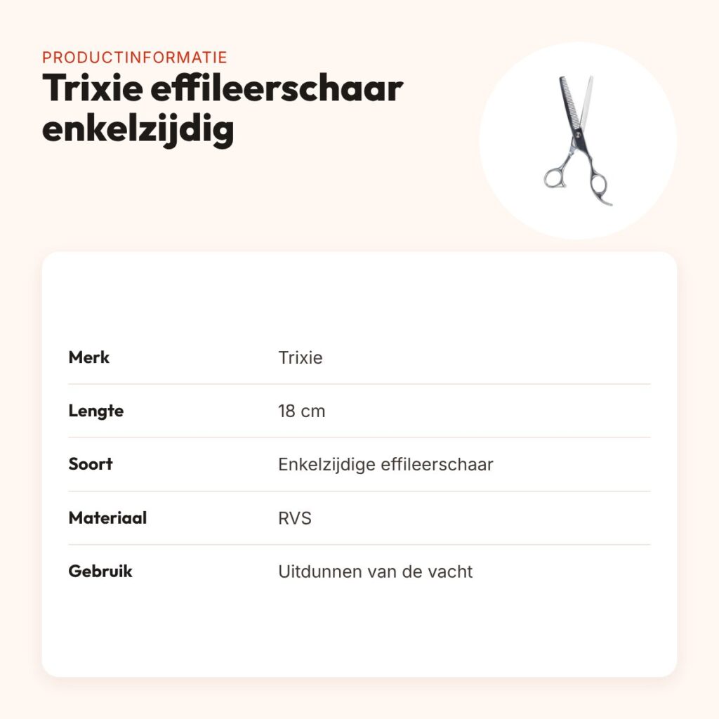 Trixie effileerschaar enkelzijdig professioneel 18 cm – RVS, geluidsarm – productinformatie