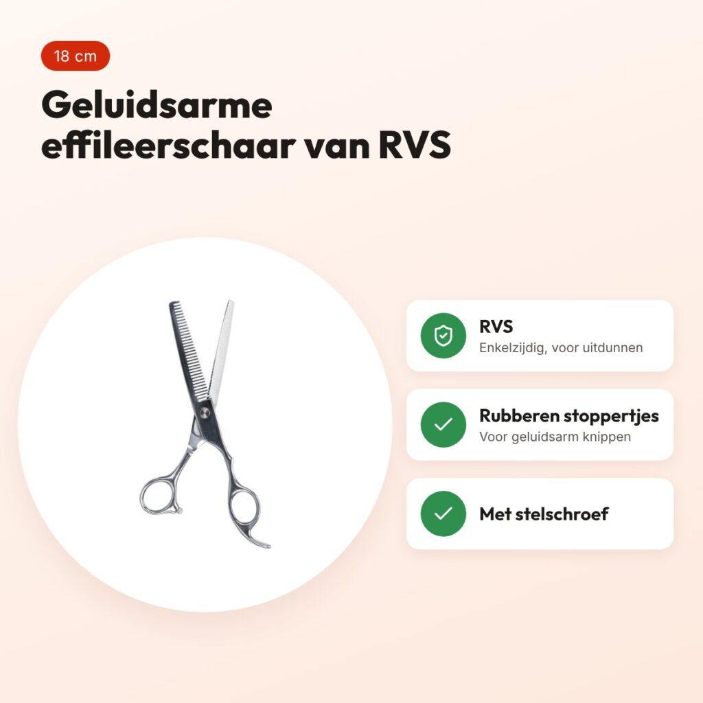 Trixie effileerschaar enkelzijdig professioneel 18 cm – RVS, geluidsarm – voordelen