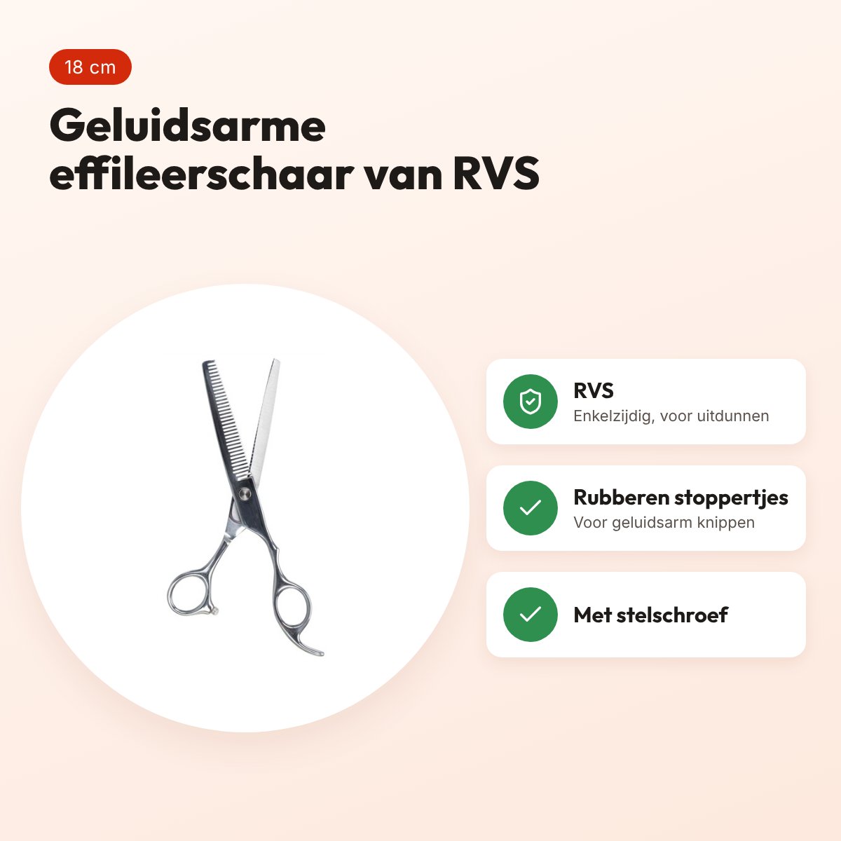 Trixie effileerschaar enkelzijdig professioneel 18 cm – RVS, geluidsarm – voordelen