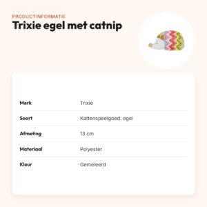 Trixie egel met catnip 13 cm – kattenspeelgoed in gemeleerde kleuren – productinformatie
