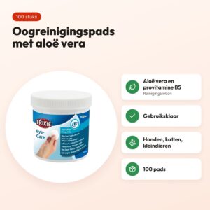 Trixie Eye Care reinigingspads 100 stuks – ogen, met aloë vera – voordelen