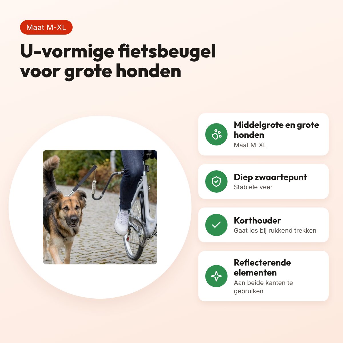 Trixie fietsbeugel U-vorm M-XL – reflecterend, voor grotere honden – voordelen