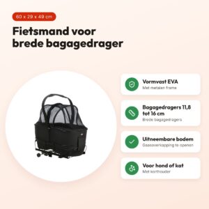 Trixie fietsmand bagagedrager breed zwart 60 x 29 x 49 cm – met korthouder – voordelen