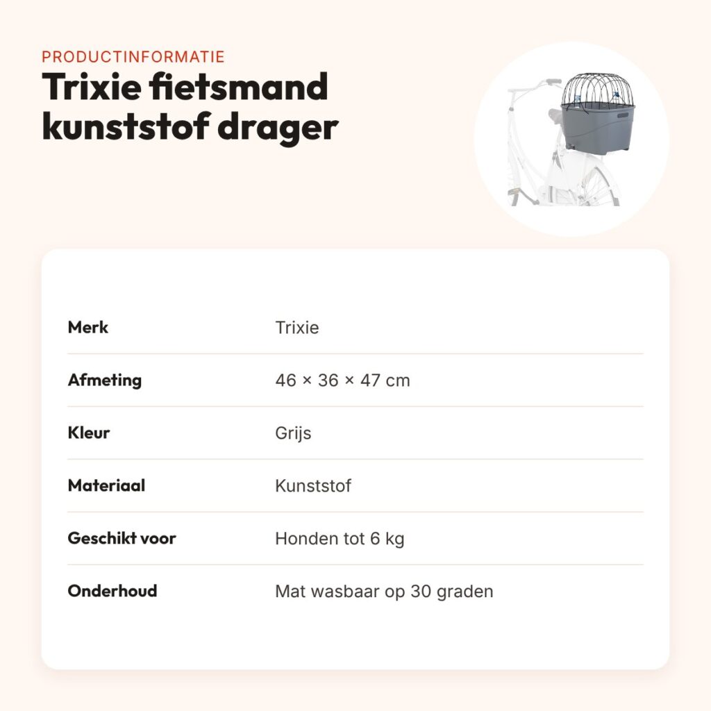 Trixie fietsmand bagagedrager draadkoepel grijs 46 x 36 x 47 cm – tot 6 kg – productinformatie