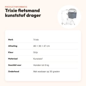 Trixie fietsmand bagagedrager draadkoepel grijs 46 x 36 x 47 cm – tot 6 kg – productinformatie