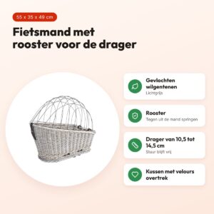 Trixie fietsmand bagagedrager grijs 55 x 35 x 49 cm – met rooster – voordelen