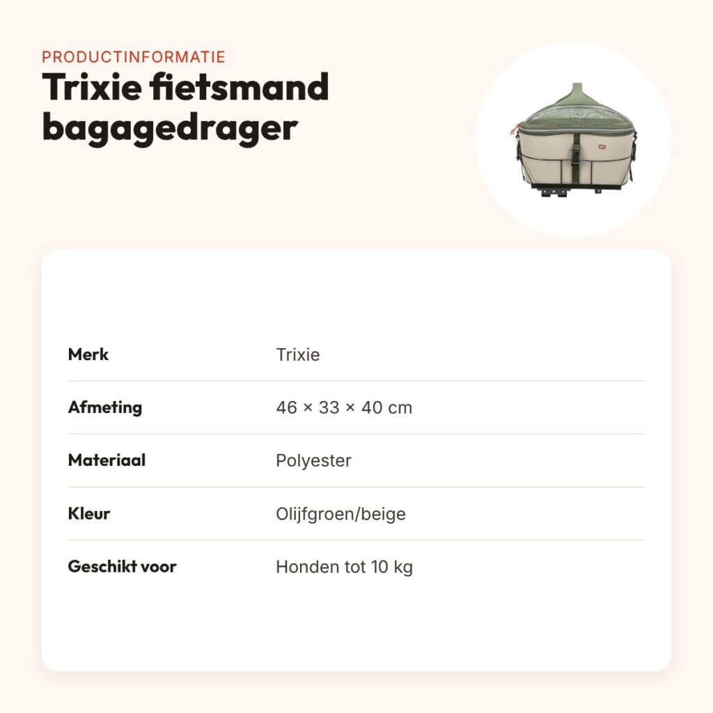 Trixie fietsmand hond voor bagagedrager olijfgroen/beige – tot 10 kg – productinformatie