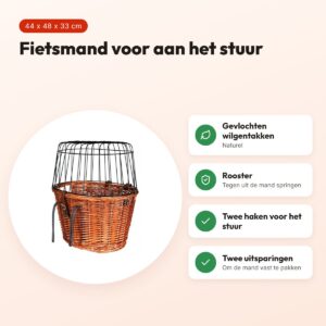 Trixie fietsmand met draadkoepel voorop naturel 44 x 48 x 33 cm – voordelen
