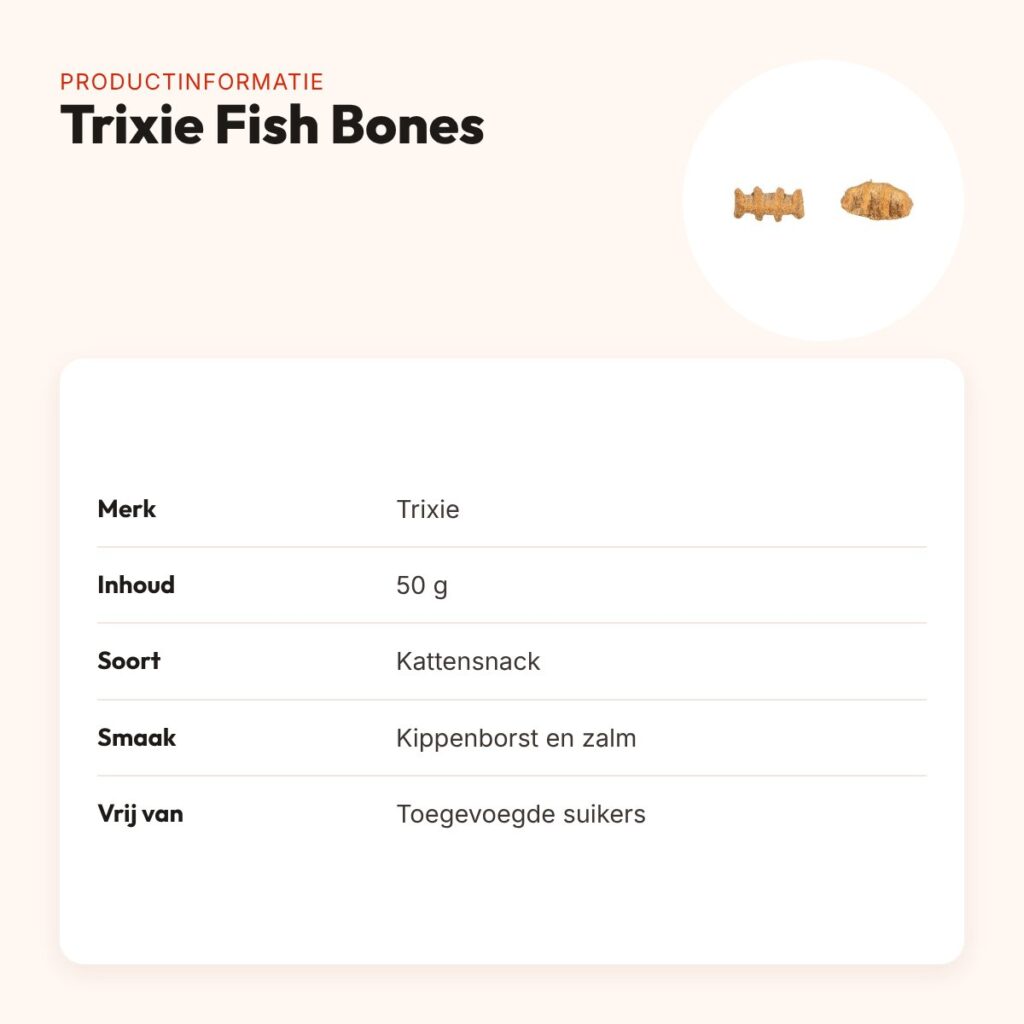 Trixie Fish Bones kattensnack kippenborst en zalm 50 g – productinformatie