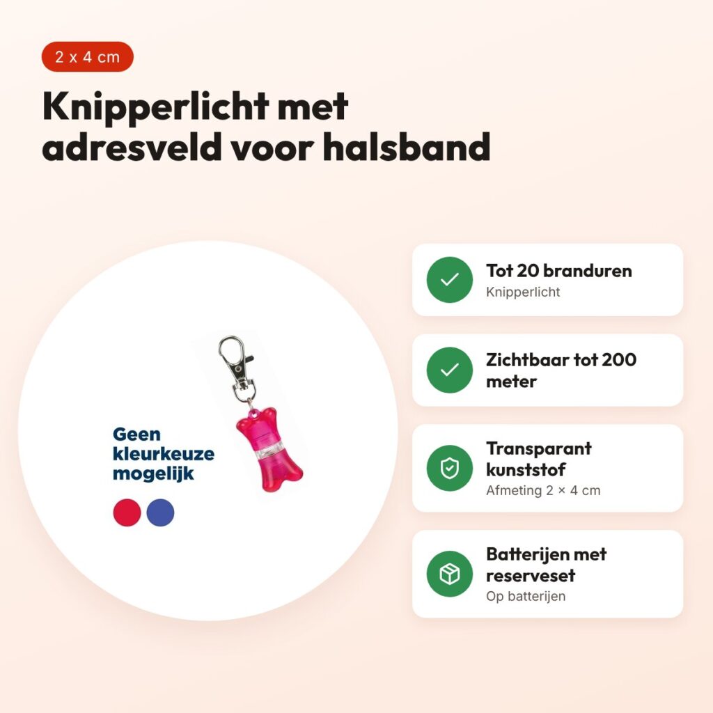 Trixie Flasher botje 2 x 4 cm – knipperlicht met adresveld – voordelen