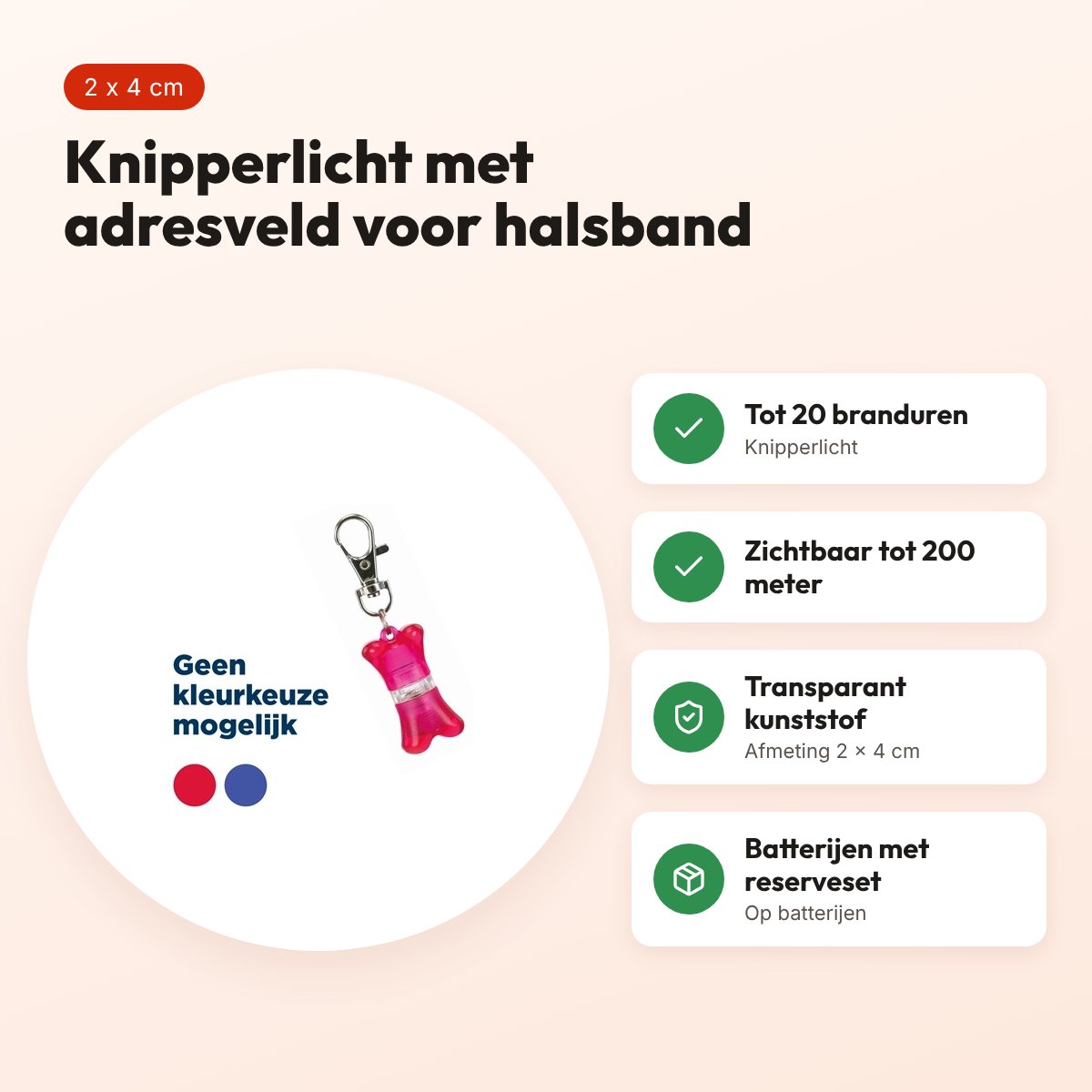 Trixie Flasher botje 2 x 4 cm – knipperlicht met adresveld – voordelen