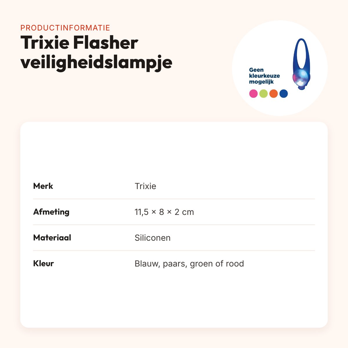 Trixie Flasher veiligheidslampje siliconen 11,5 x 8 x 2 cm – productinformatie