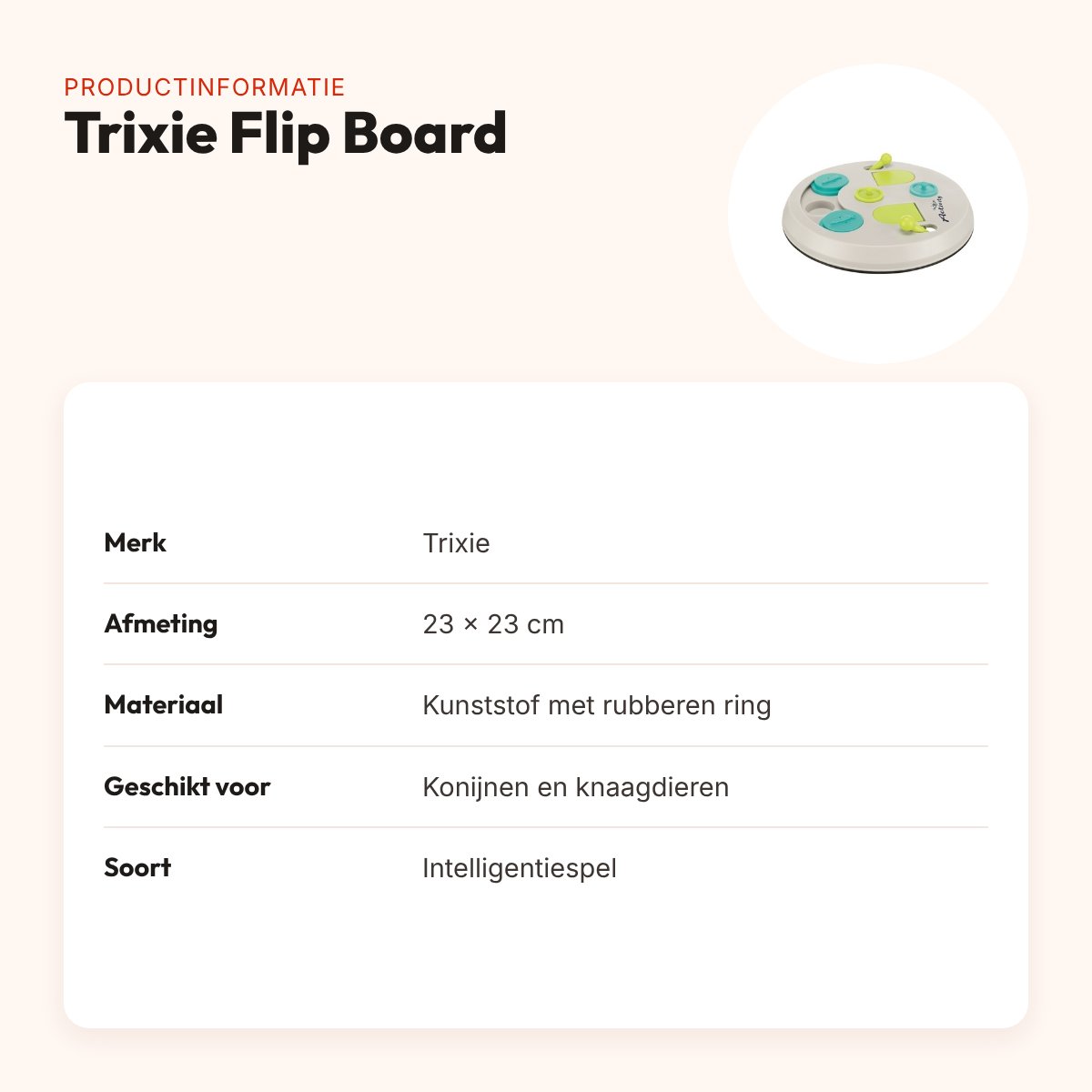 Trixie Flip Board 23 x 23 cm – intelligentiespel voor knaagdieren – productinformatie