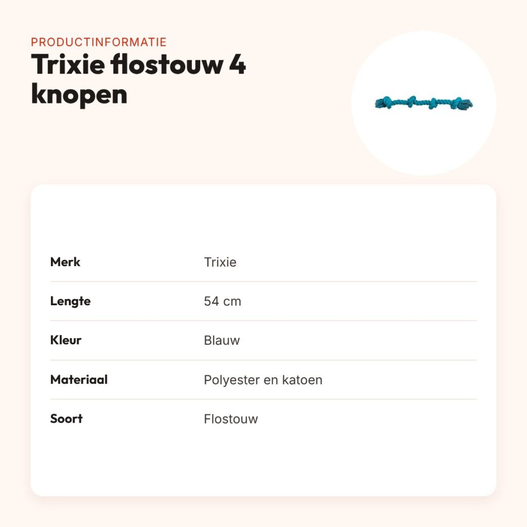 Trixie flostouw 4 knopen blauw 54 cm – polyester en katoen – productinformatie