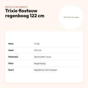 Trixie flostouw regenboog 122 cm – trektouw met knopen – productinformatie