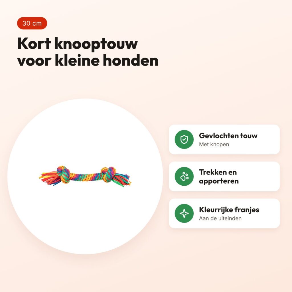 Trixie flostouw regenboog 30 cm – knooptouw voor honden – voordelen