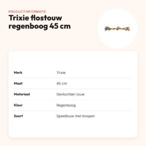 Trixie flostouw regenboog 45 cm – speeltouw met knopen – productinformatie