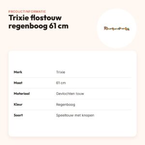 Trixie flostouw regenboog 61 cm – trektouw voor honden – productinformatie