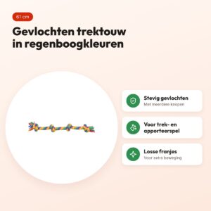 Trixie flostouw regenboog 61 cm – trektouw voor honden – voordelen